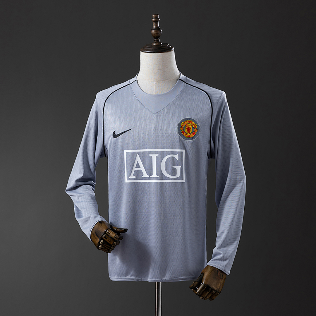 M-U 2007 Goleiro Grey Manga longa Retrô Camisa S-XXL, foto 1