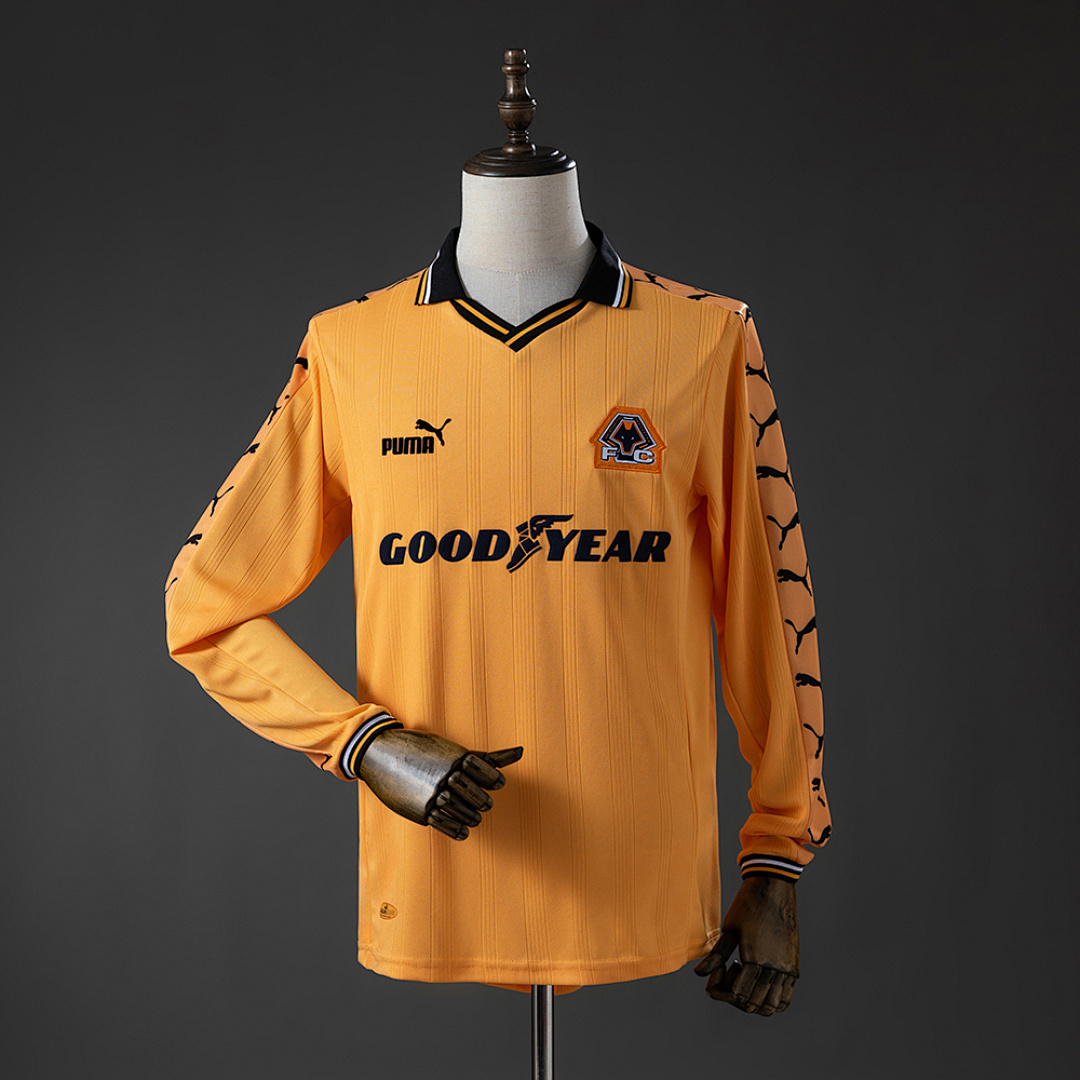 Wolves 98/99 Titular Manga longa Retrô Camisa S-XXL, foto 1