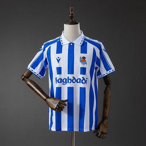 Real Sociedad 25/26 Retrô Style Camisa Sizes S-4XL