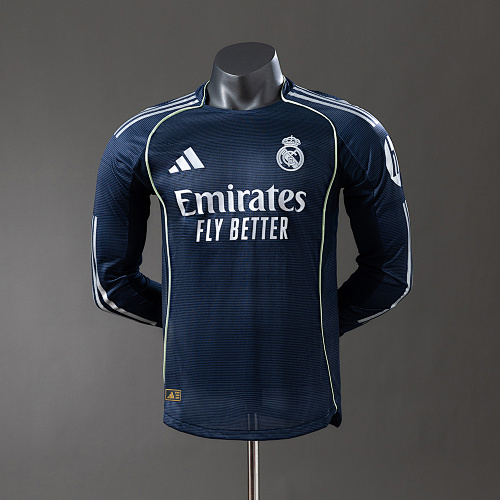 Real Madrid 25/26 Visitante Manga longa Versão jogador Camisa S-3XL