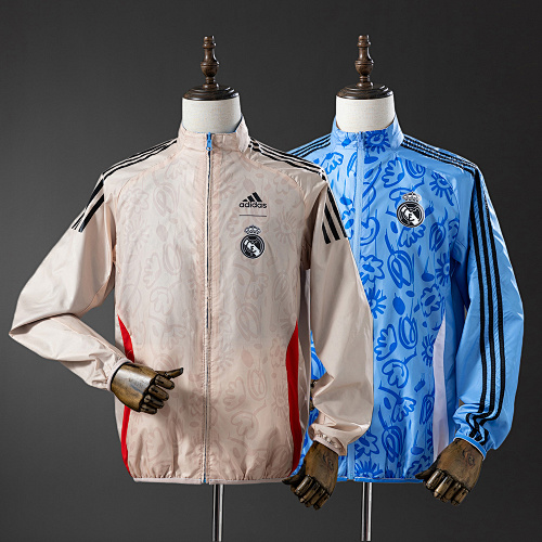 Real Madrid Reversible Jacket Windbreaker - Beige & Blue S-XXL