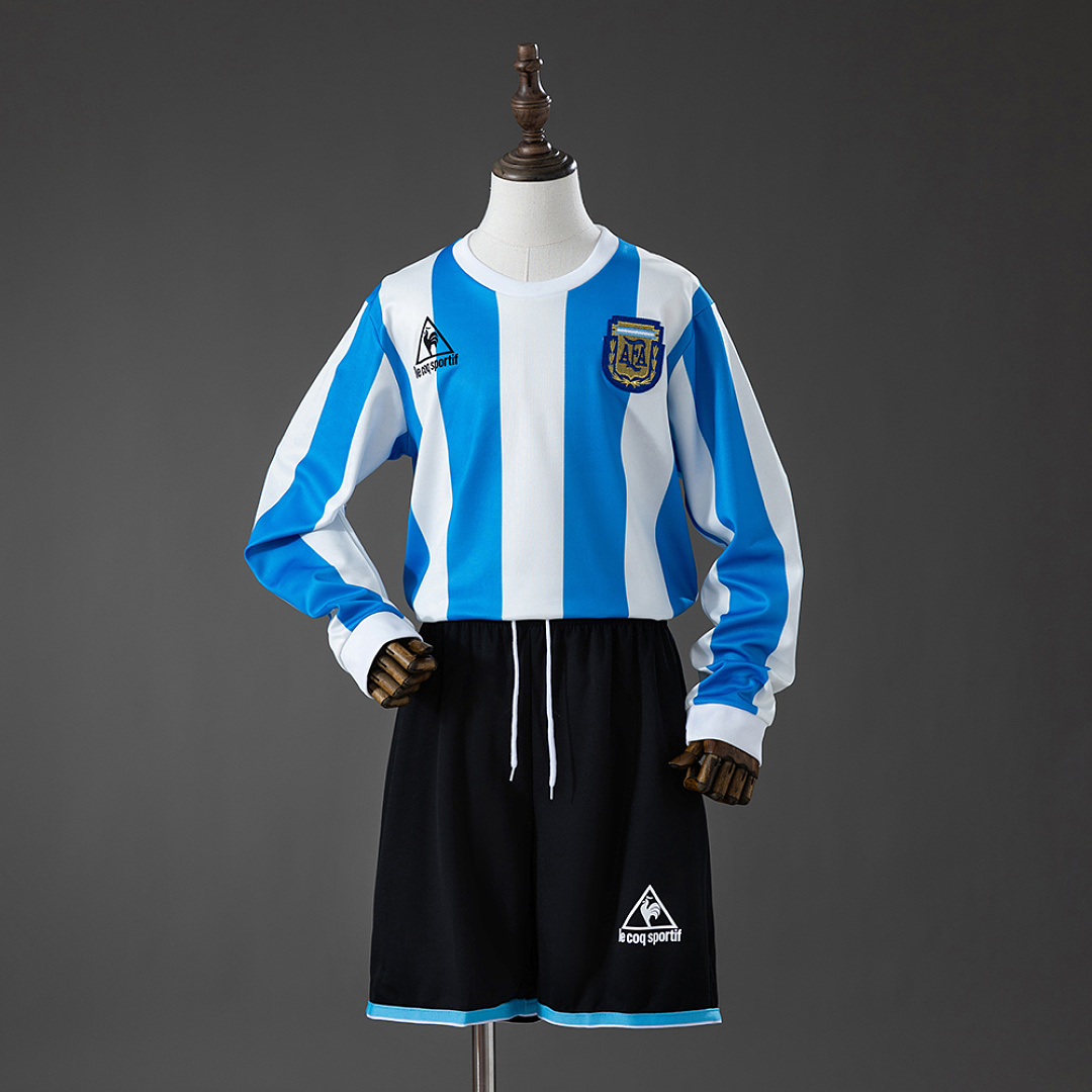 Argentina 1998 Titular Retrô Manga longa Kit infantil Tamanho 16-28, foto 1