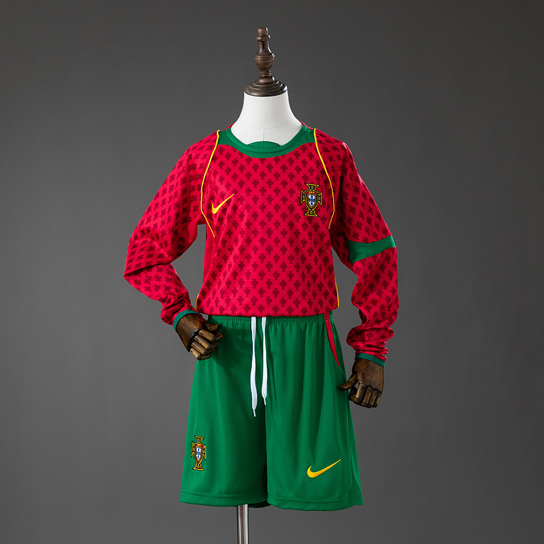 Portugal 2004 Titular Retrô Manga longa Kit infantil Tamanho 16-28, foto 1