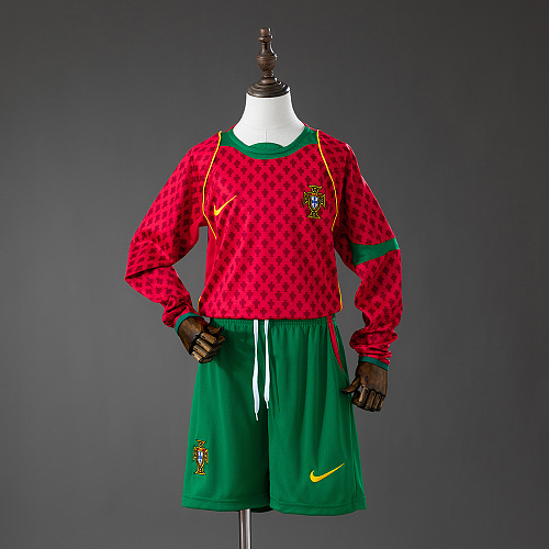 Portugal 2004 Titular Retrô Manga longa Kit infantil Tamanho 16-28