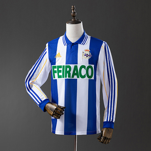 Deportivo La Coruna 99/00 Titular Manga longa Retrô Camisa S-XXL