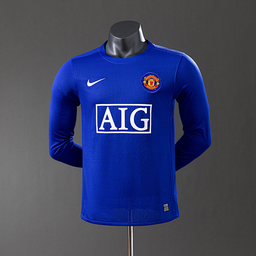 M-U 08/09 Terceira Manga longa Versão jogador Retrô Camisa S-3XL