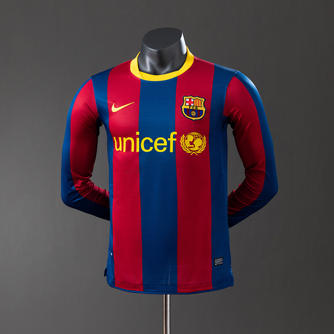 Barcelona 10/11 Titular Manga longa Versão jogador Retrô Camisa S-3XL, foto 1
