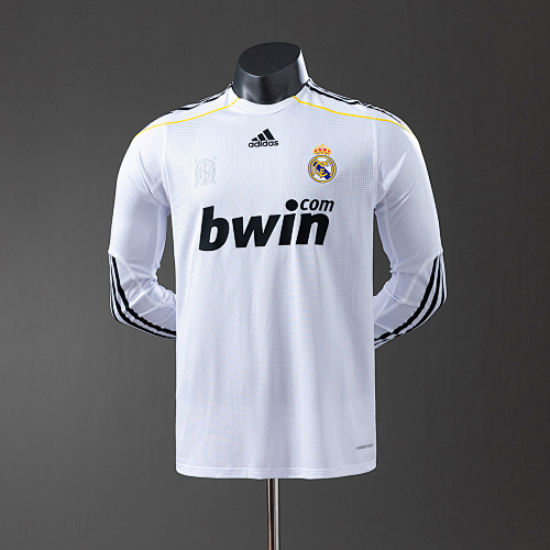 Real Madrid 0910 Titular Manga longa Versão jogador Retrô Camisa S-3XL