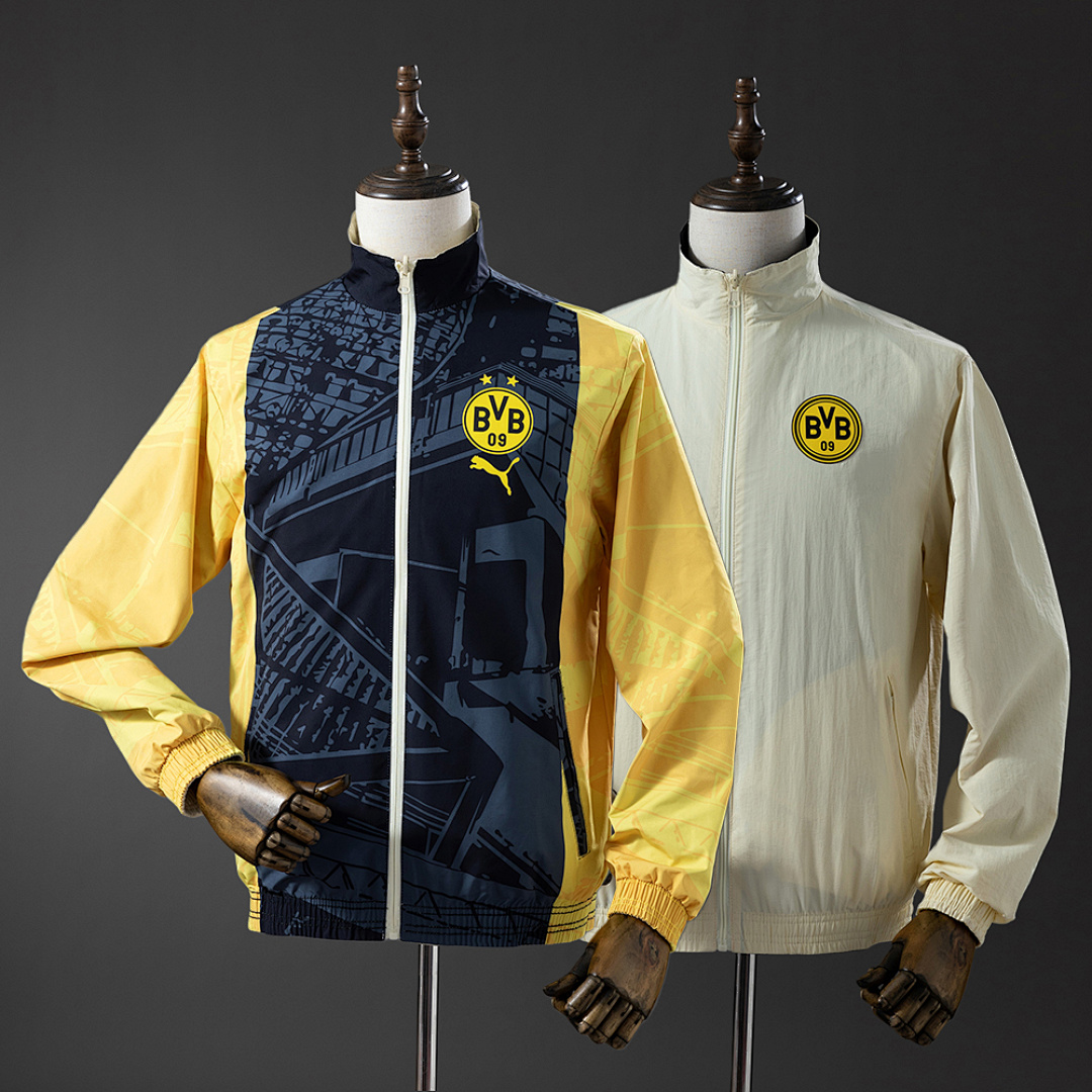 Borussia Dortmund Reversible Jacket Windbreaker - Black & Beige S-XXL, foto 1