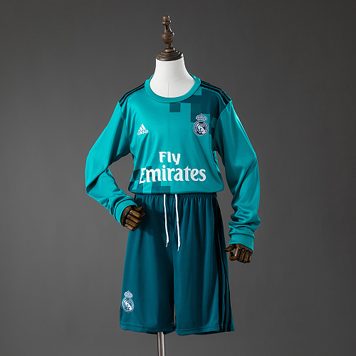Real Madrid 17/18 Terceira Retrô Manga longa Kit infantil Tamanho 16-28