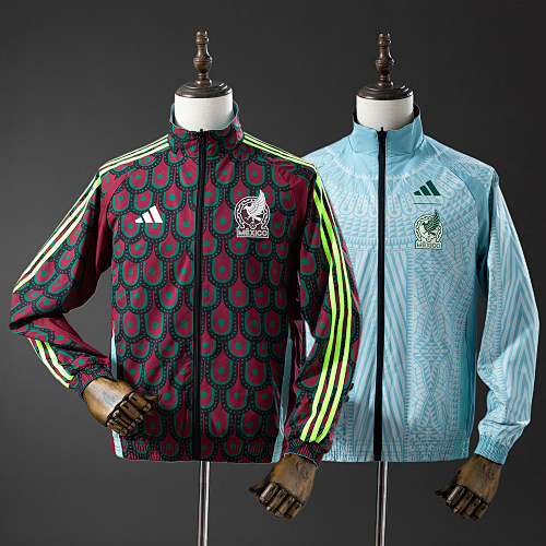 Mexico Reversible Jacket Windbreaker - Red & Sky Blue S-XXL