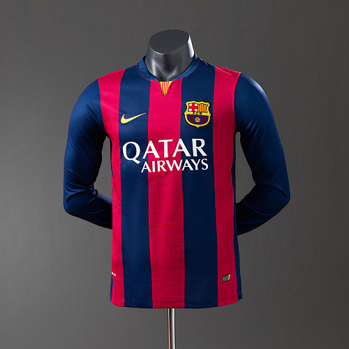 Barcelona 14/15 Titular Manga longa Versão jogador Retrô Camisa S-3XL
