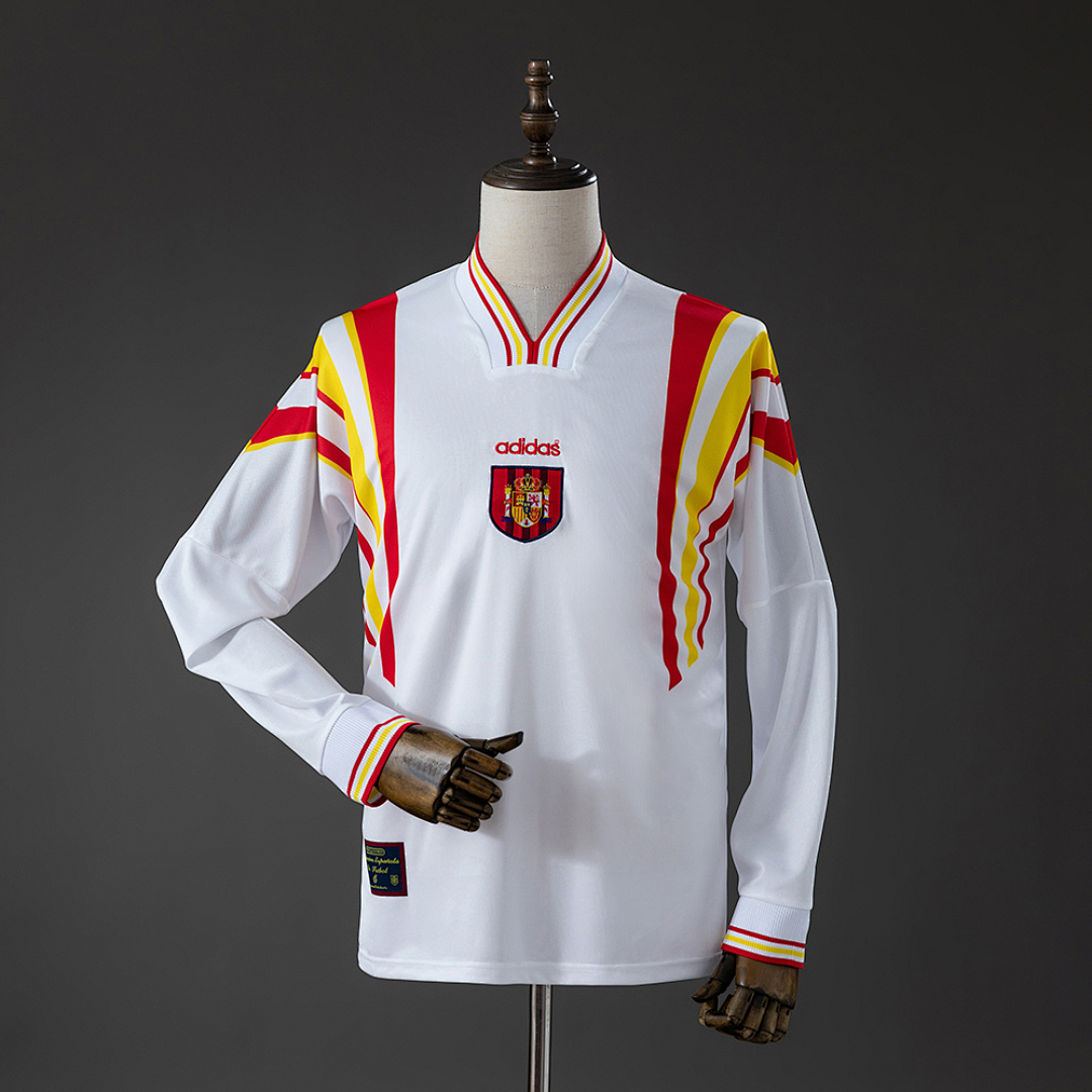 Spain 1996 Visitante Retrô Manga longa Camisa S-XXL, foto 1