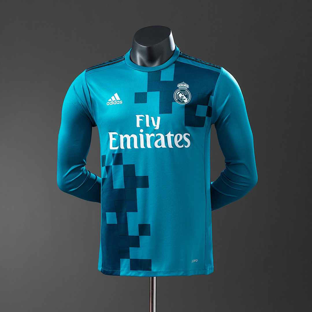 Real Madrid 17/18 Terceira Manga longa Versão jogador Retrô Camisa S-3XL, foto 1