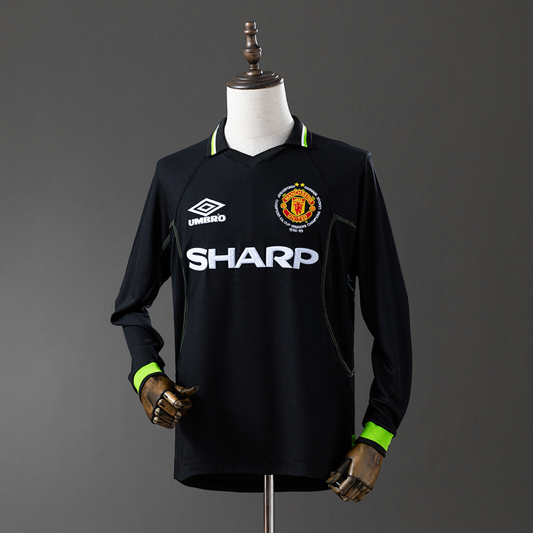 M-U 98/99 2nd Visitante (Champions League Edition) Manga longa Retrô Camisa S-XXL, foto 1