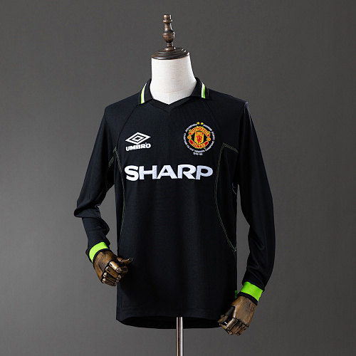 M-U 98/99 2nd Visitante (Champions League Edition) Manga longa Retrô Camisa S-XXL