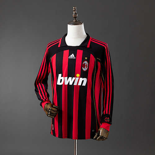 Retrô 06/07 AC Milan Manga longa Titular S-XXL