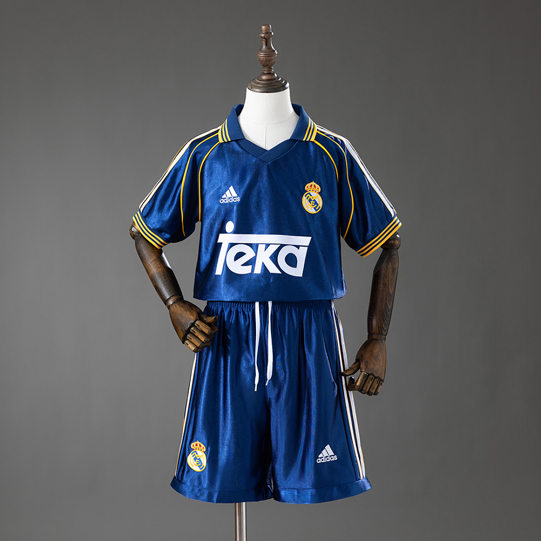 Real Madrid 98/00 Terceira Retrô Kit infantil Tamanho 16-28, foto 1