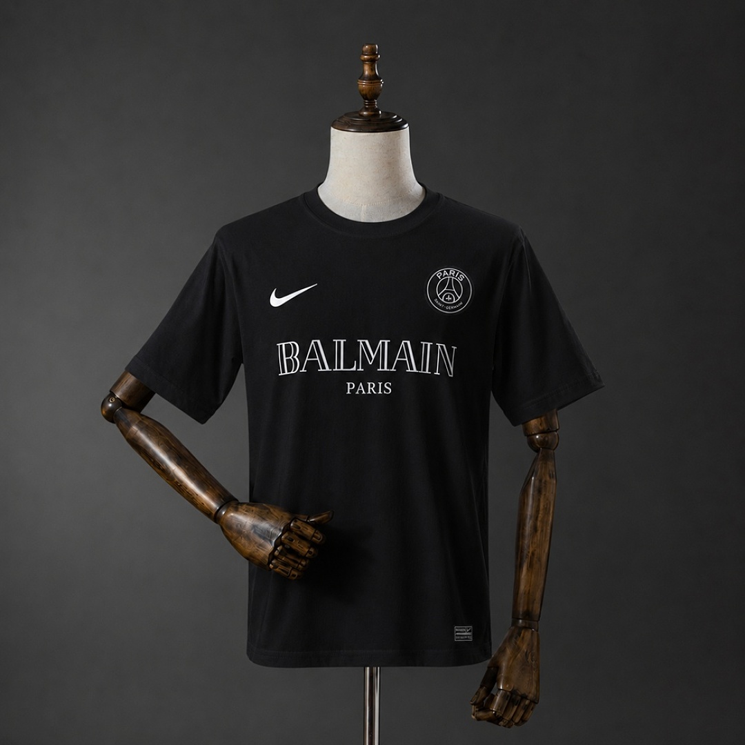 PSG X BALMAIN 2021 Retrô Training Camisa Black S-XXL, foto 1