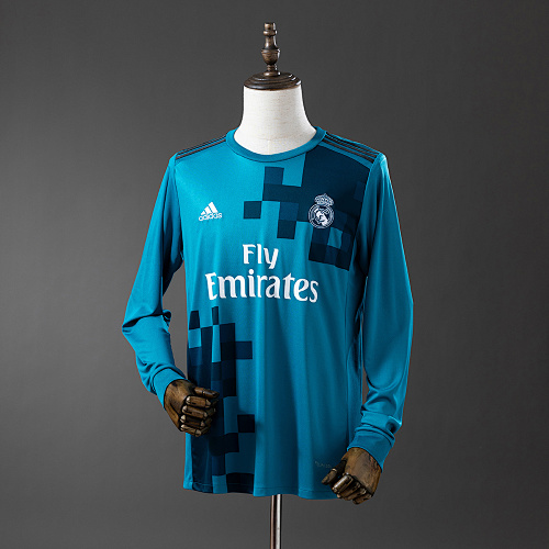 Retrô Real Madrid 17/18 Manga longa Terceira S-XXL