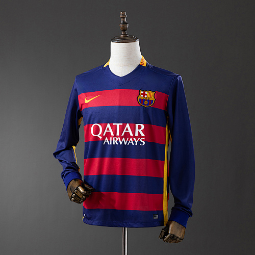 Barcelona 2015/16 Titular Manga longa Retrô Camisa S-XXL