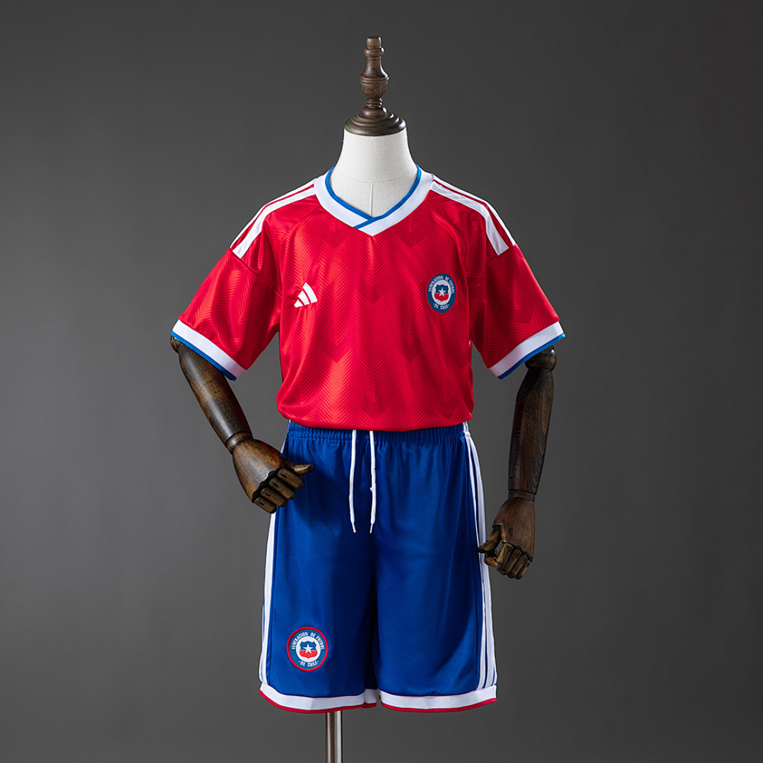 Chile 2026 Titular Kids Kit Jerseys Tamanho 16-28, foto 1