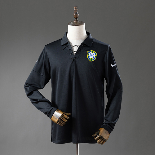 Brazil 2004 Edição especial Black Manga longa Retrô Camisa S-XXL