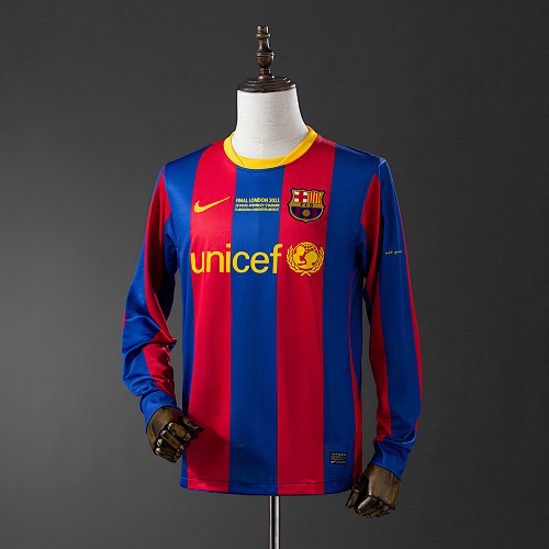 Barcelona 2010/11 Titular Champions League Edition Manga longa Retrô Camisa S-XXL