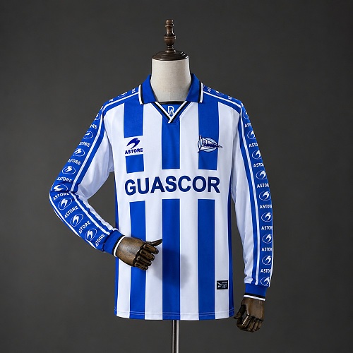Retrô Deportivo Alavés 98/99 Titular Manga longa Camisa S-XXL