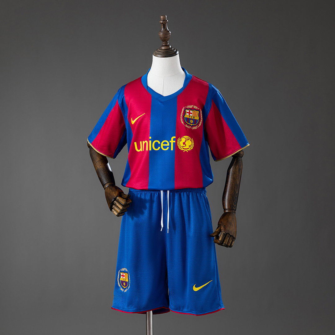 Barcelona 07/08 Titular Retrô Kit infantil Tamanho 16-28, foto 1