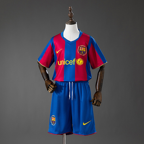 Barcelona 07/08 Titular Retrô Kit infantil Tamanho 16-28