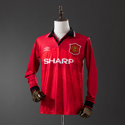 M-U 1994/96 Titular Manga longa Retrô Camisa S-XXL