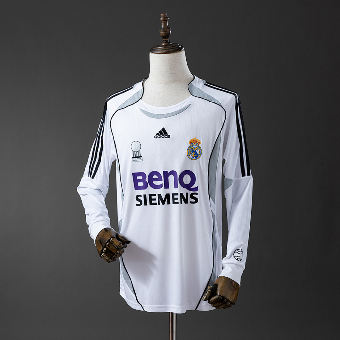 Real Madrid 2006/07 Titular Manga longa Retrô Camisa S-XXL, foto 1