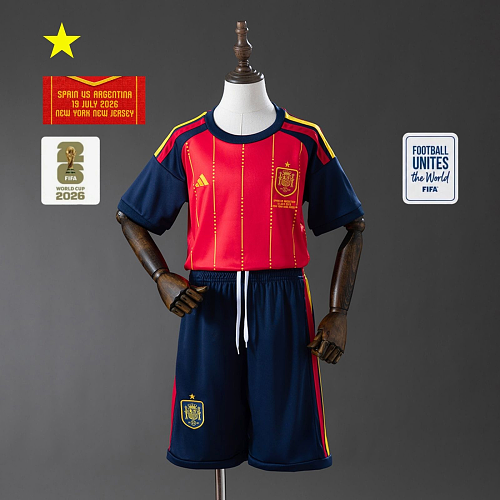 Spain 2026 Titular Kit infantil Tamanho 16-28