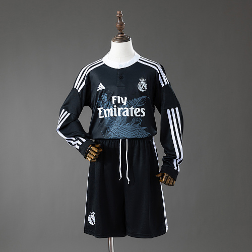 Real Madrid 14/15 Terceira Retrô Manga longa Kit infantil Tamanho 16-28