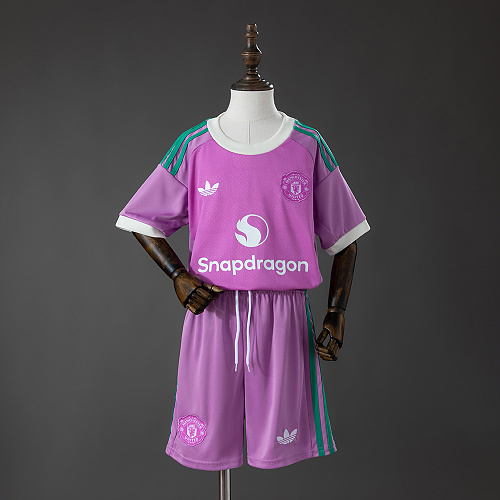 M-U 26/27 Visitante Kids kit Goleiro Camisa Tamanho 16-28