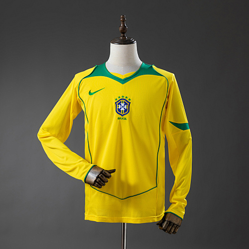 Brazil 2004 Titular Manga longa Retrô Camisa S-XXL