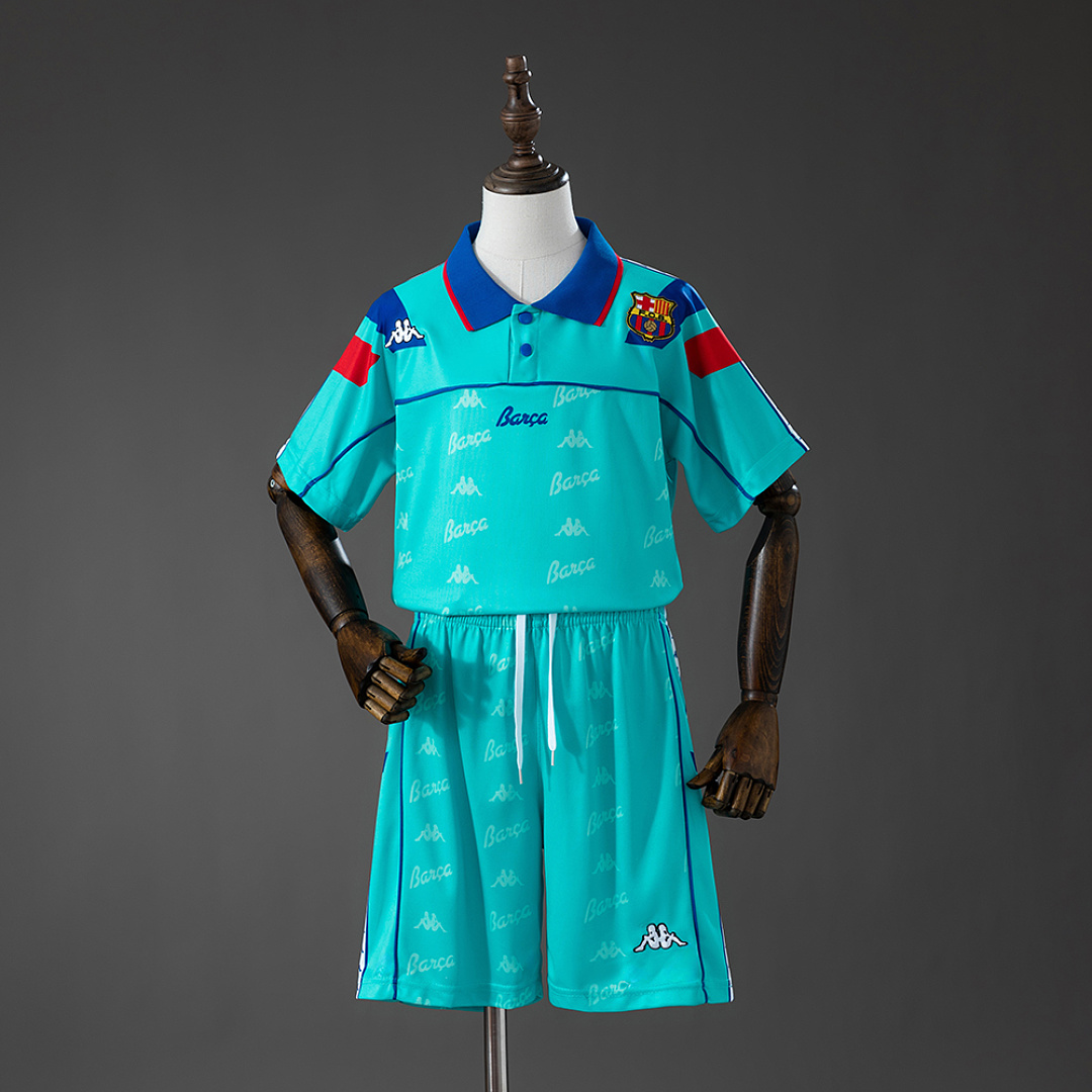 Barcelona 92/95 Visitante Retrô Kit infantil Tamanho 16-28, foto 1
