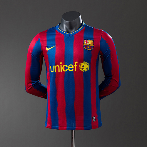 Barcelona 09/10 Titular Manga longa Versão jogador Retrô Camisa S-3XL