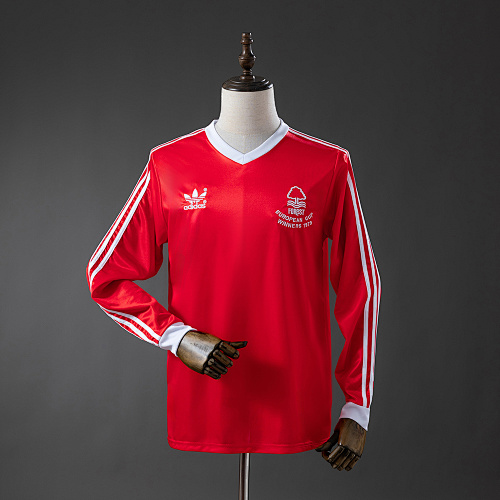 Nottingham Forest 77/80 Titular Manga longa Retrô Camisa S-XXL