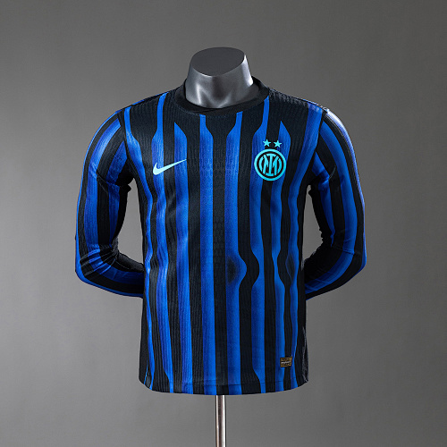 Inter Milan 25/26 Titular Manga longa Versão jogador Camisa S-3XL
