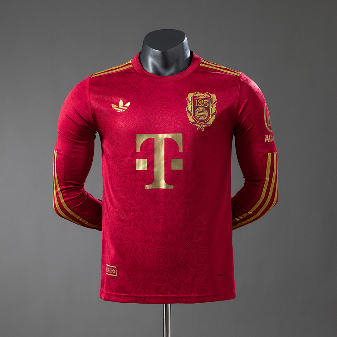 Bayern Munich 25/26 125th Anniversary Manga longa Versão jogador S-XXL, foto 1
