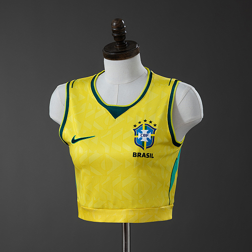 Brazil 2026 Feminina Crop Tank Top Titular Camisa S-XXL