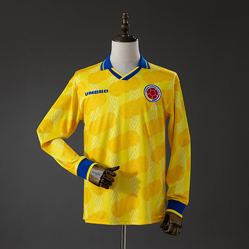 Colombia 1994 Titular Retrô Manga longa Camisa S-XXL