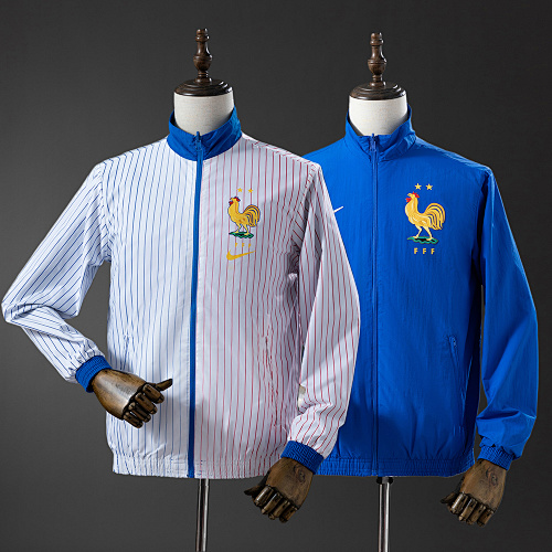 French Reversible Jacket Windbreaker - White & Blue S-XXL