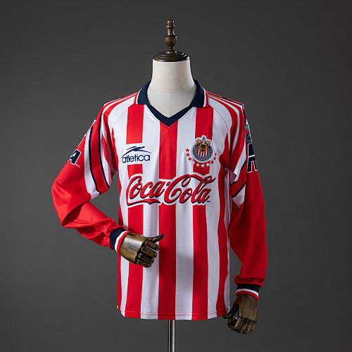Chivas Guadalajara 98/99 Titular Manga longa Retrô Camisa S-XXL