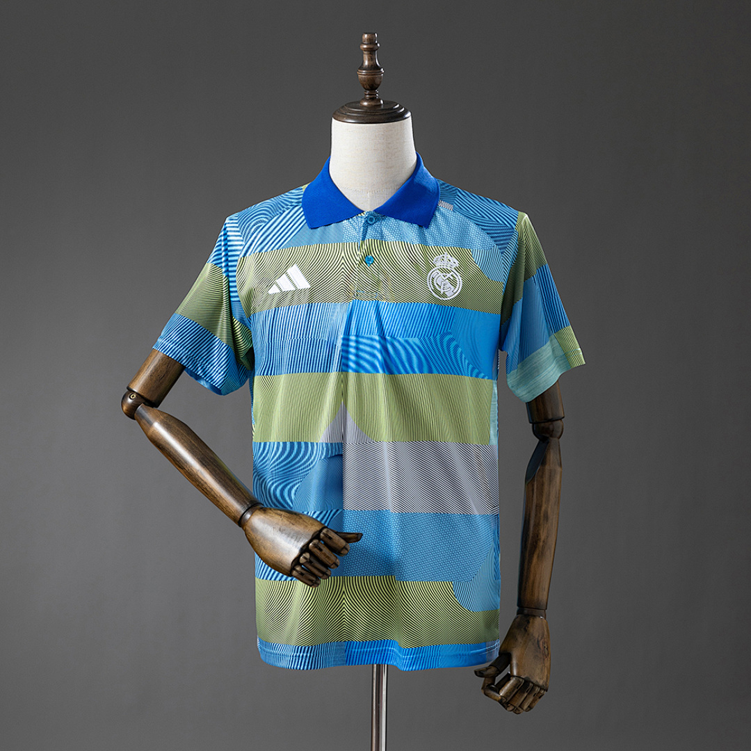 Real Madrid 25/26 POLO - Green Striped Tray S-XXL, foto 1