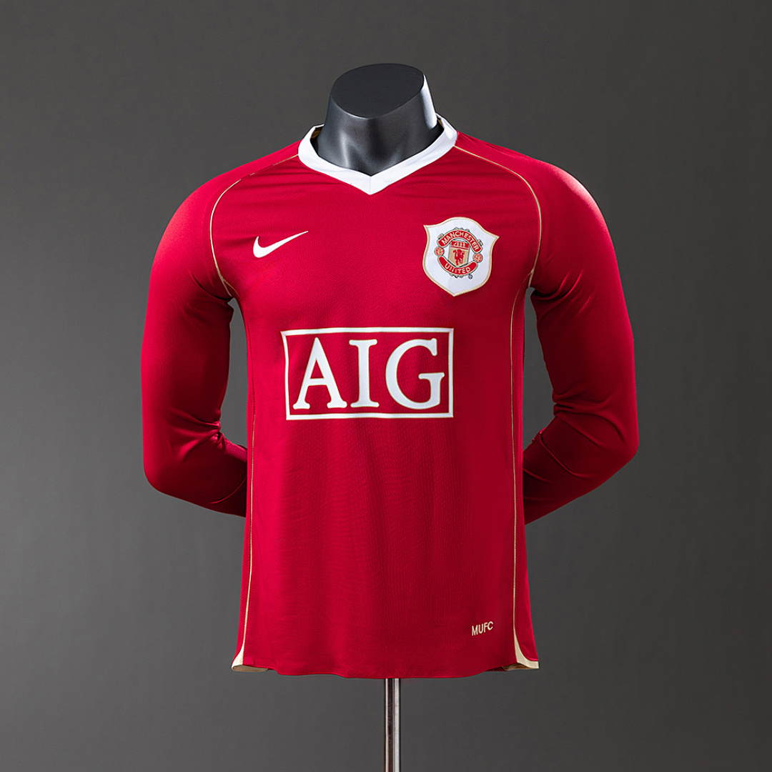 M-U 06/07 Titular Manga longa Versão jogador Retrô Camisa S-3XL, foto 1