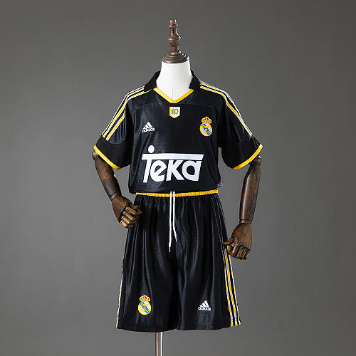 Real Madrid 99/01 Visitante Retrô Kit infantil Tamanho 16-28