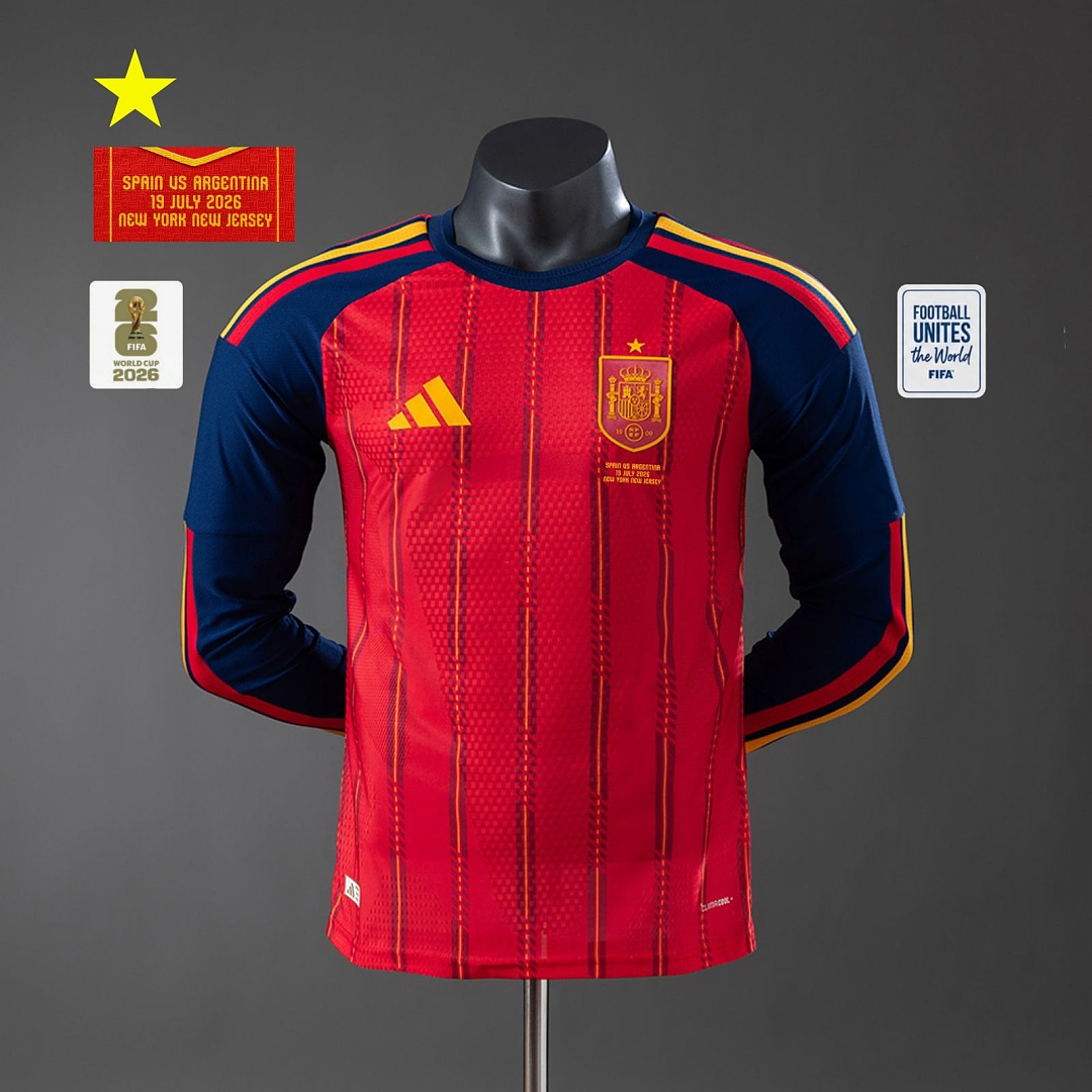 Spain 2026 Titular Manga longa Versão jogador Jerseys S-4XL, foto 1